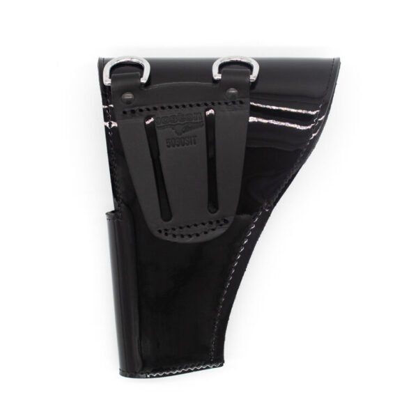 Boston Leather® 5030 Honor Guard Flap Holster Black Clarino with silver button back