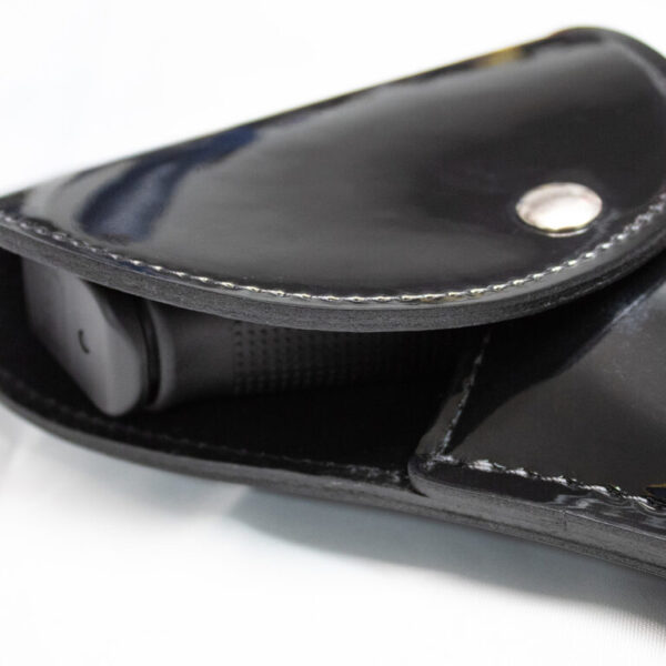 Boston Leather® 5030 Honor Guard Flap Holster Black Clarino with silver button