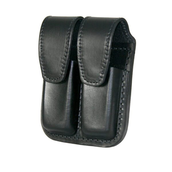 Boston Leather® 5601 Double Stack Magazine Holder Black Plain hidden snap