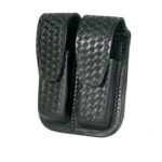 Boston Leather® 5601 Double Stack Magazine Holder Black basketweave hidden snap
