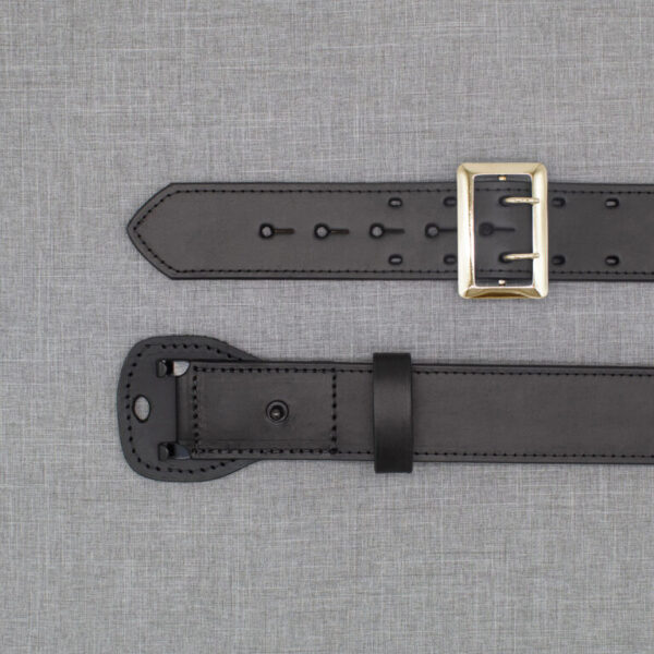 Boston Leather 6501 – 2.25″ Fully Lined Sam Brown Duty Belt Plain black gold buckle