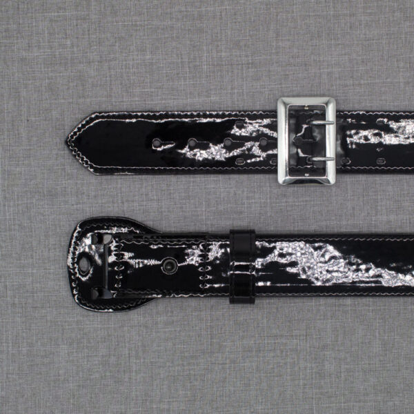 Boston Leather 6501 – 2.25″ Fully Lined Sam Brown Duty Belt Clarino Black w/ silver buckle