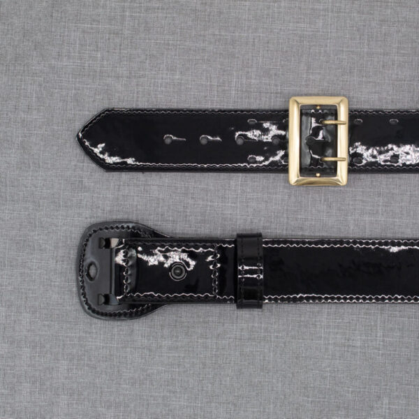 Boston Leather 6501 – 2.25″ Fully Lined Sam Brown Duty Belt Clarino Black w/ gold buckle