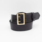 Boston Leather 6501 – 2.25″ Fully Lined Sam Brown Duty Belt Clarino Black w/ gold buckle