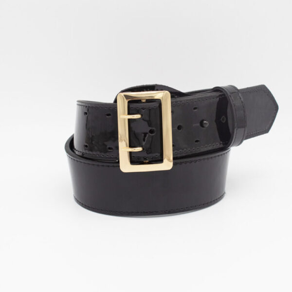 Boston Leather 6501 – 2.25″ Fully Lined Sam Brown Duty Belt Clarino Black w/ gold buckle