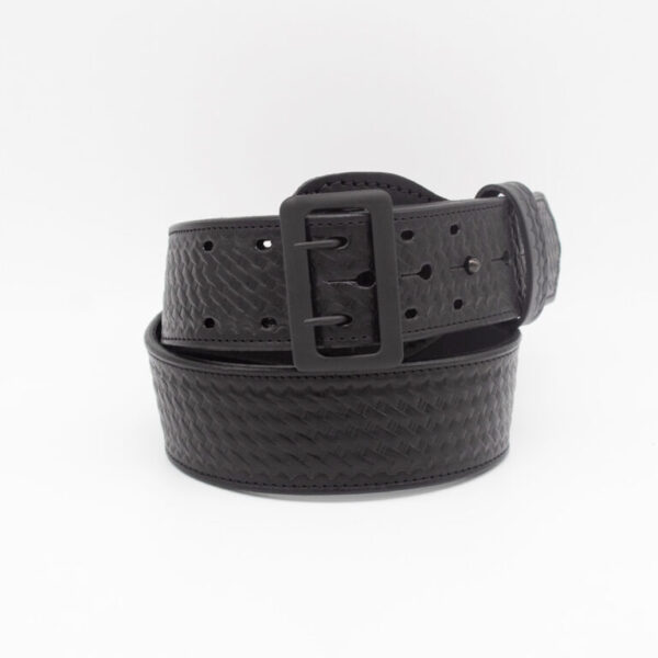 Boston Leather 6501 – 2.25″ Fully Lined Sam Brown Duty Belt Basketweave Black w/ black buckle