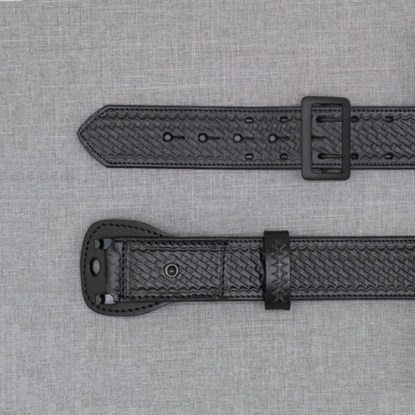 Boston Leather 6501 – 2.25″ Fully Lined Sam Brown Duty Belt Basketweave Black w/ black buckle