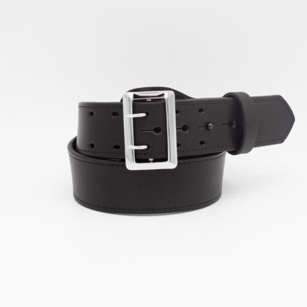 Boston Leather 6501 – 2.25″ Fully Lined Sam Brown Duty Belt Plain black silver buckle