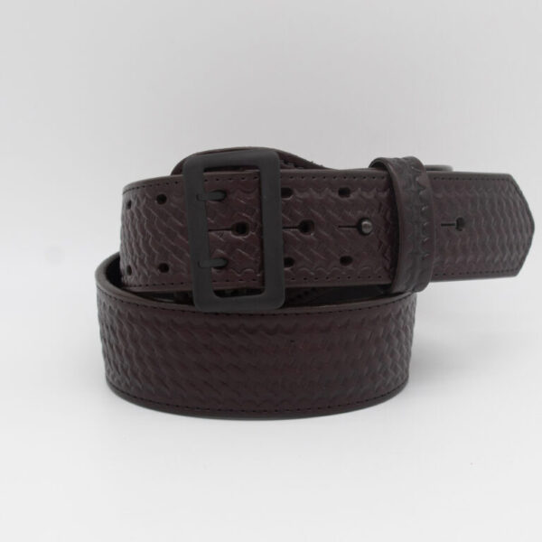Boston Leather 6501 – 2.25″ Fully Lined Sam Brown Duty Belt Basketweave Brown w/ black buckle