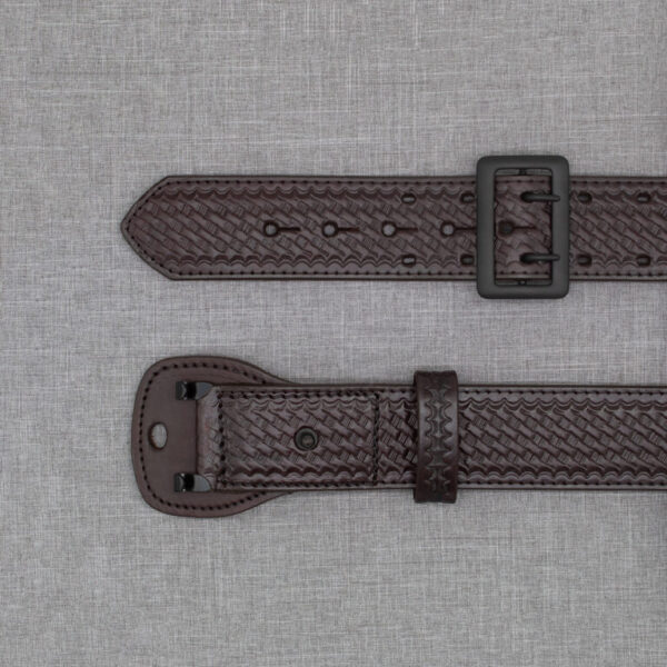Boston Leather 6501 – 2.25″ Fully Lined Sam Brown Duty Belt Basketweave Brown w/ black buckle
