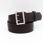 Boston Leather 6501 – 2.25″ Fully Lined Sam Brown Duty Belt Basketweave Brown w/ silver buckle