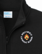 Holy Spirit Catholic School 1/4 Sweatshirt in Black Front - closeup