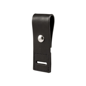 Boston Leather black slotted epaulet microphone holder with nickel snap closure for first responder uniforms