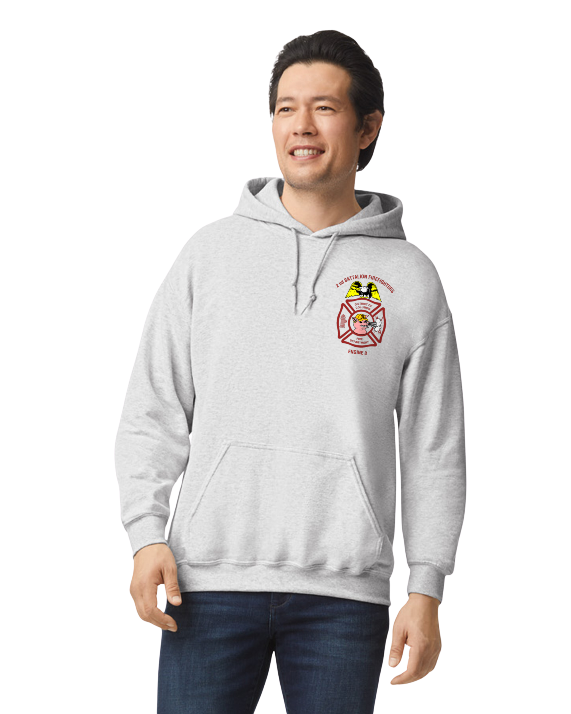 preview (3) DCFD Engine 8 t-shirt front view showing Lincoln Park Powerhouse logo on chest - DC Fire Department custom apparel