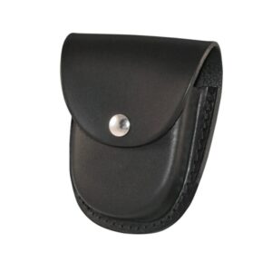 Boston Leather 5510 black leather economy closed top handcuff case with round bottom and snap closure for police duty belt