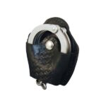Boston Leather 5531 black leather quick release handcuff case with slide-on mechanism and brass hardware for police duty belt