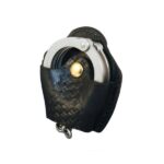 Boston Leather 5531 black leather quick release handcuff case with slide-on mechanism and brass hardware for police duty belt