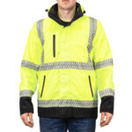3950 4-in-1 Ripstop Deluxe Safety Parka – premium high-visibility black jacket with reflective striping for first responders