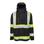 3950 4-in-1 Ripstop Deluxe Safety Parka – premium high-visibility black jacket with reflective striping for first responders