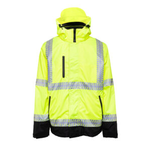 3950 4-in-1 Ripstop Deluxe Safety Parka – premium high-visibility black jacket with reflective striping for first responders
