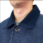 Game Denim Chore Coat 1950 front view with multiple pockets – dark indigo denim ready for custom embroidery, name tapes, and department patches for first responders