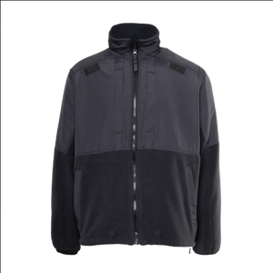 Game 2555 The Hero Jacket black front view fleece jacket with full zip closure and shoulder patch panels