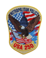 MPDC America 250 Patch and Coin Set pre-order graphic showing Metropolitan Police commemorative patch and front/back coin design (1776–2026)