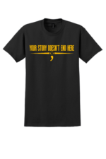 Black dispatch mental health awareness t-shirt with Your Story Doesn’t End Here message and headset graphic