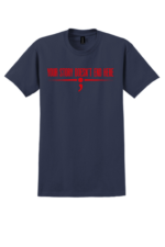 Navy firefighter mental health awareness t-shirt with Your Story Doesn’t End Here message and red fire service symbol
