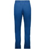 Back view of royal blue Walden Glen Wahoos athletic warm-up pants with white side stripe panels and elastic waistband