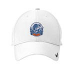 Royal blue Nike Dri-FIT performance baseball cap with the Walden Glen Wahoos team logo embroidered on the front crown — a wahoo fish leaping through ocean waves with "WAHOOS" on a bold orange and navy banner, with the white Nike swoosh on the side